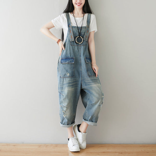 Women's Plus Size Retro Denim Jumpsuit