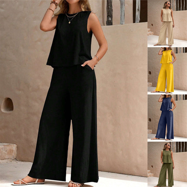 Solid Color Casual Loose Pants Sets